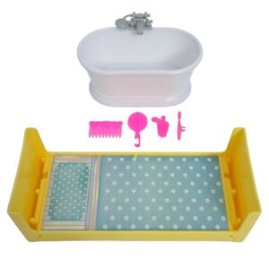 Barbie Dreamhouse Reversible Bed / Storage Bench & Bathtub Dollhouse Furniture